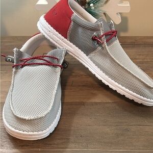 Hey Dude Men's Wally Sox Funk Dark Grey Red - Size 11